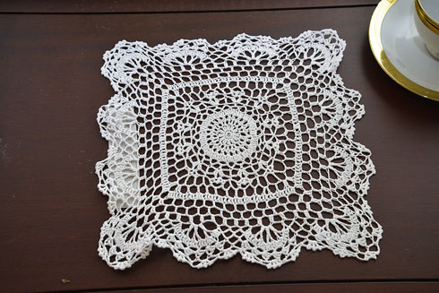 White color Square Crochet Lace Doilies. 10"x10" Square Crochet